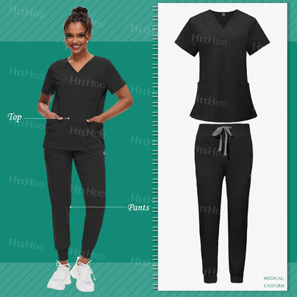 Scrub Sets Uniform Women Joggers Hospital Accessories Medical Surgical Gown Pharmacy Healthcare Work Wear Unisex Mens Scrub Soft - Dhavinci