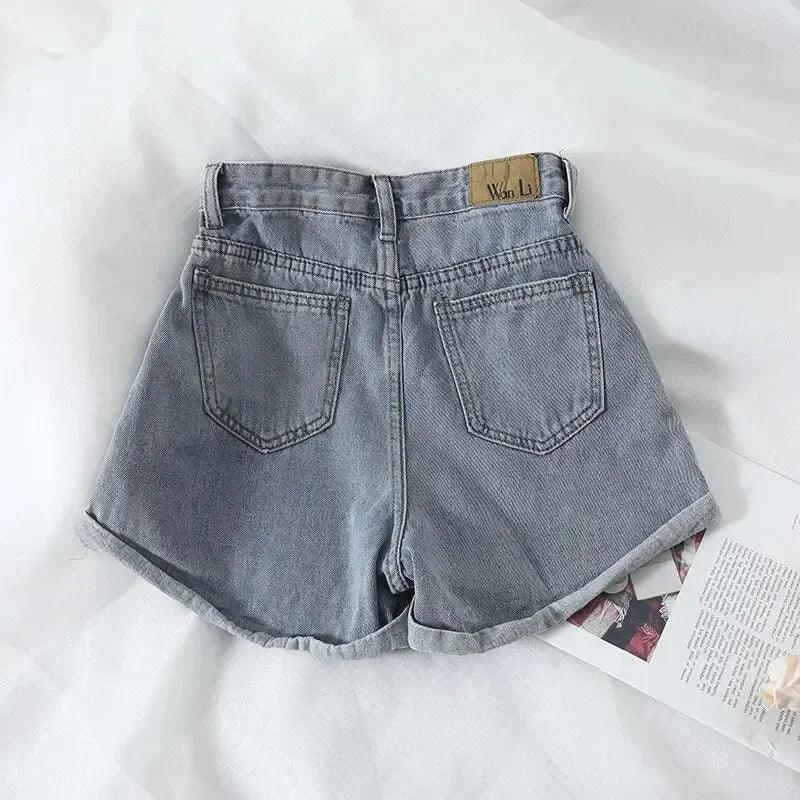 Korean Retro High-Waist Loose Denim Shorts for Women | Summer Casual Hot Pants - Dhavinci