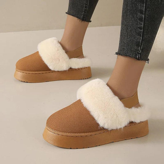 Faux Fur Warm Home Slippers for Women | Winter Non-Slip Plush Slides - Dhavinci