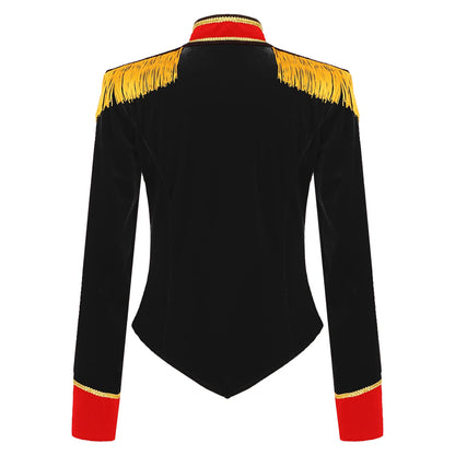 Women Halloween Circus Ringmaster Cosplay Costume Long Sleeve Stand Collar Velvet Jacket Coat for Theme Party Festival Roleplay - Dhavinci