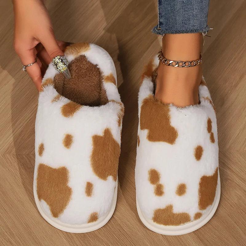 Mix Color Warm Fluffy Slippers for Women - Non-Slip Plush Home Slides - Dhavinci