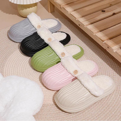 Waterproof Warm Cotton Slippers for Women | Non-Slip Indoor Slides - Dhavinci