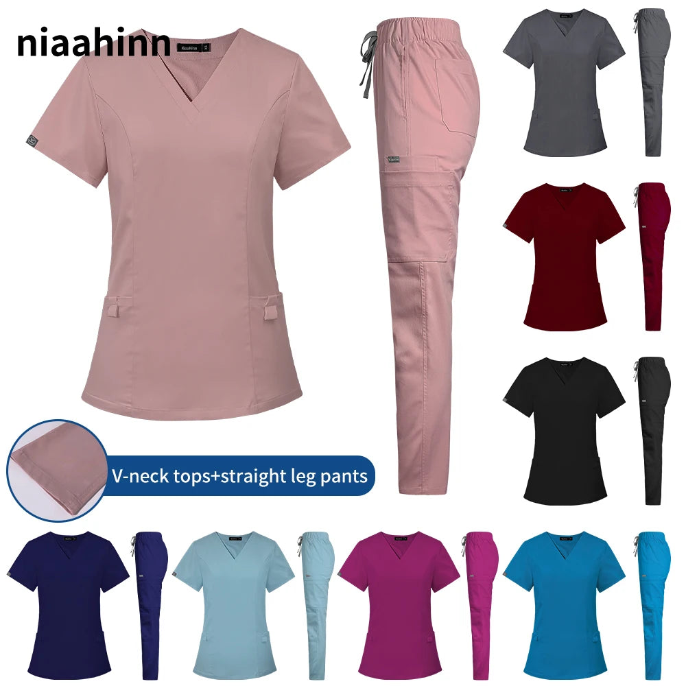 Short Sleeved Hospital Doctor Uniforms Spa Uniforms Dental Clinic Medical Scrubs Suits Pet Grooming Veterinary Nurse Accessories - Dhavinci