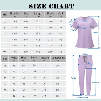 Multicolour Jogger Suits Doctor Nursing Uniforms Short Sleeve V-neck Tops Pocket Pants Nurse Scrubs Set Medical Clinical Clothes - Dhavinci