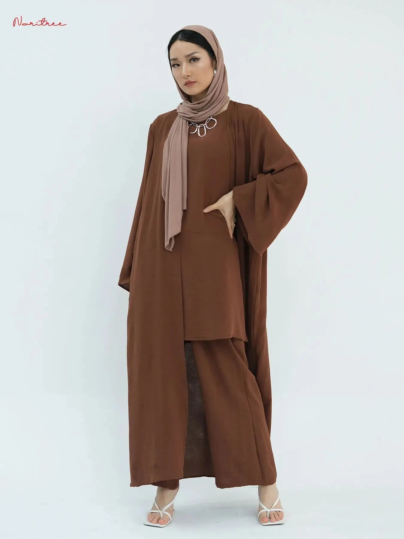 3-Piece Ramadan Eid Djellaba Suit | Embroidered Abaya Set - Dhavinci