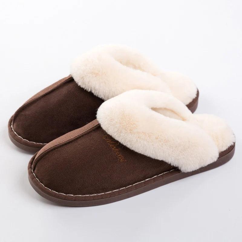 Faux Fur Winter Slippers for Women | Warm Cotton Padded Shoes - Dhavinci