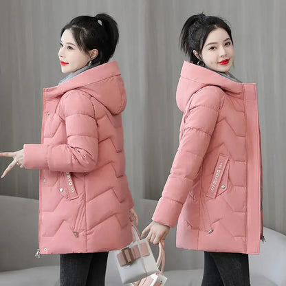 Winter Fashion Hooded Parka | Women’s Mid-Length Cotton Jacket