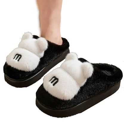 Bear-Themed Fluffy Winter Slippers for Women | Warm Home Shoes - Dhavinci