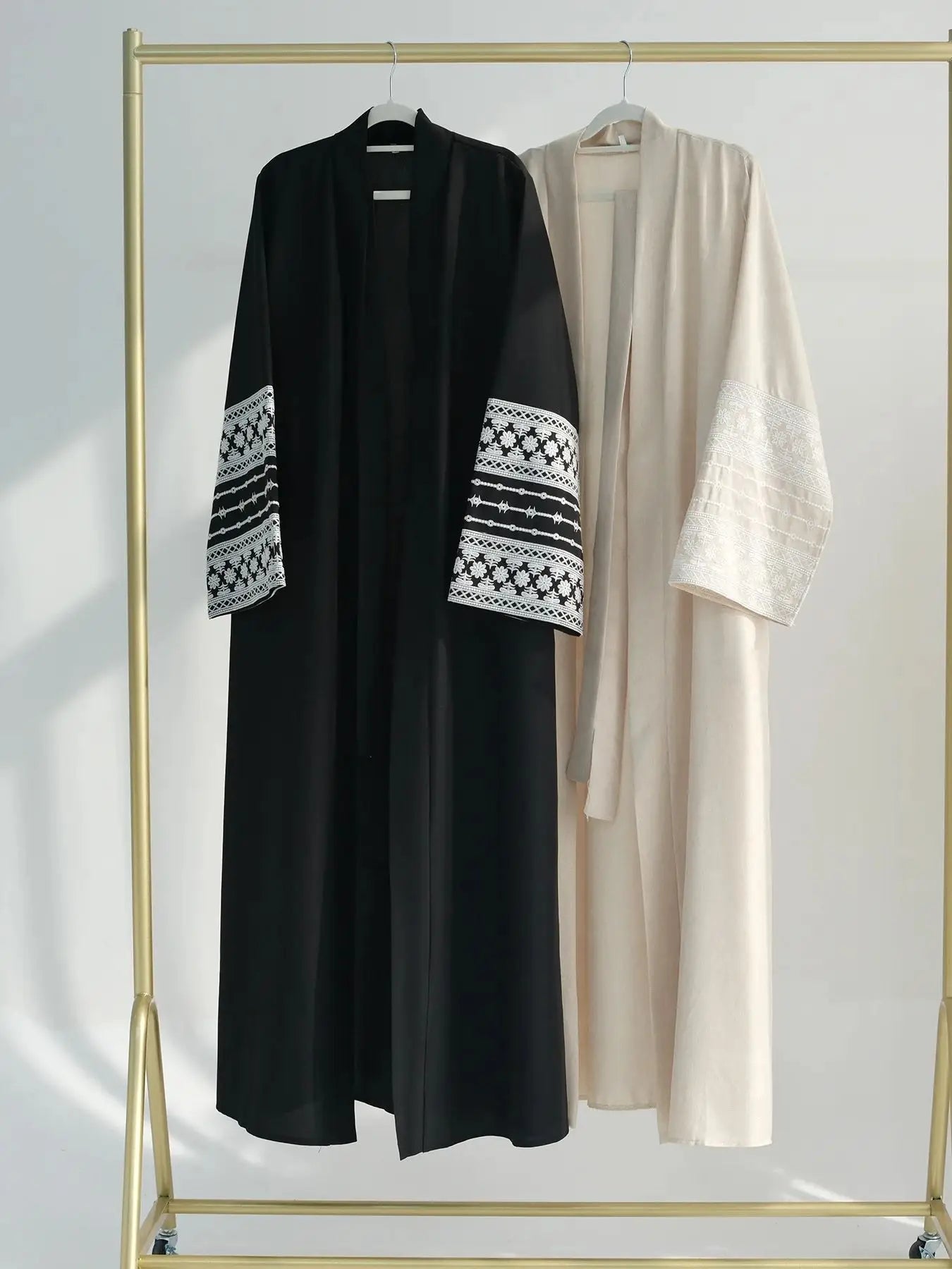 Fashion Embroidery Kimono Oversized Muslim Robe Syari Female Full Length Muslim Outerwear Worship Service Abaya With Belt wy1946 - Dhavinci