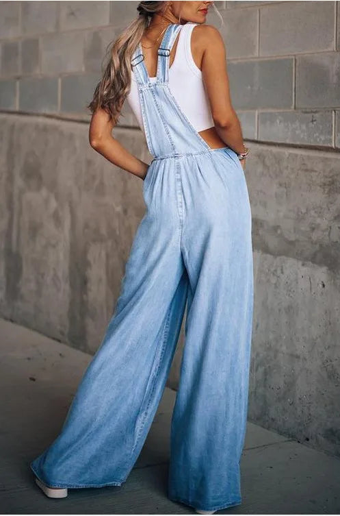 TEELYNN 2XL Denim Overalls for Women Vintage Boho Wide Leg Jumpsuit Casual Baggy Jeans Loose Oversize Cotton Summer Jumpsuits - Dhavinci