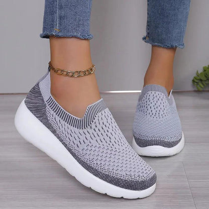 Breathable Knitting Platform Sneakers for Women | Slip-On Sports Shoes - Dhavinci