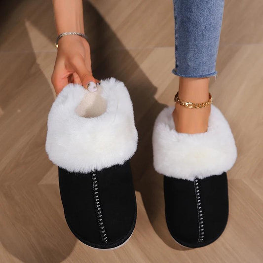 Winter Plush Home Slippers | Faux Fur Non-Slip Cotton Padded Indoor Slides - Dhavinci