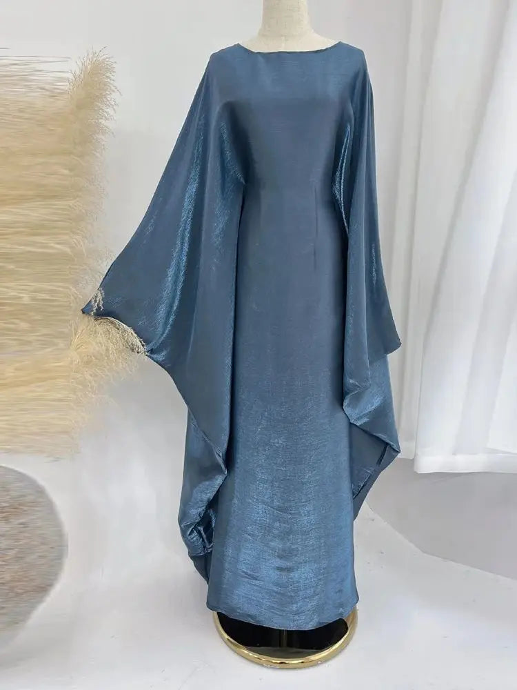 Ramadan Summer Batwing Sleeve Satin Butterfly Abaya Islam Muslim Maxi Dress Kebaya Women Kaftan Robe Musulmane Femme Vestidos - Dhavinci