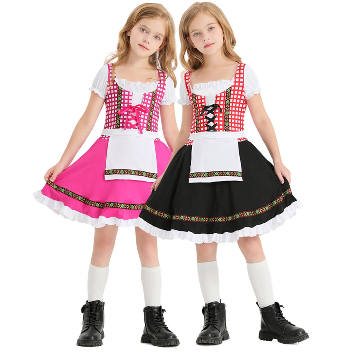 Oktoberfest Beer Kid Girls Costume Traditional German Fraulein Bavarian Dirndl Dress Child - Dhavinci