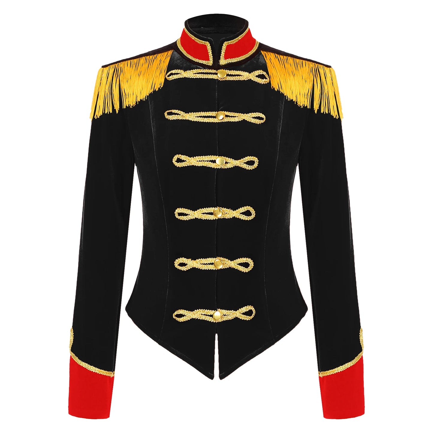 Women Halloween Circus Ringmaster Cosplay Costume Long Sleeve Stand Collar Velvet Jacket Coat for Theme Party Festival Roleplay - Dhavinci