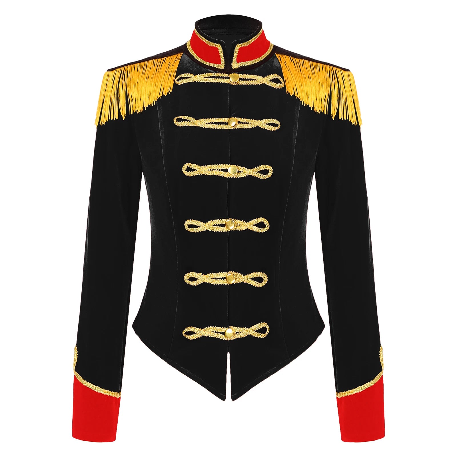 Women Halloween Circus Ringmaster Cosplay Costume Long Sleeve Stand Collar Velvet Jacket Coat for Theme Party Festival Roleplay - Dhavinci