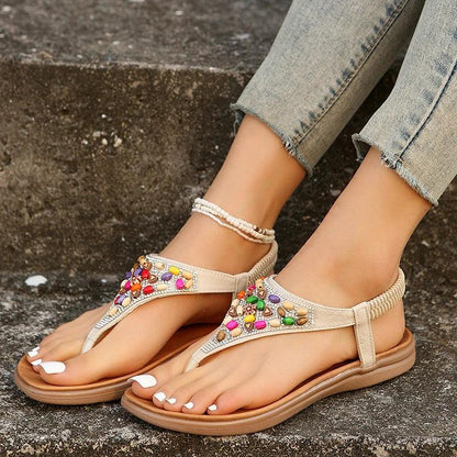 Mix Color Pearl Sandals | Women’s Non-Slip Bohemia Flats - Dhavinci