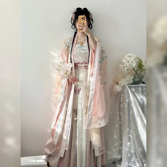 Elegant Hanfu Dress for Women | Embroidered Gradient Design - Dhavinci