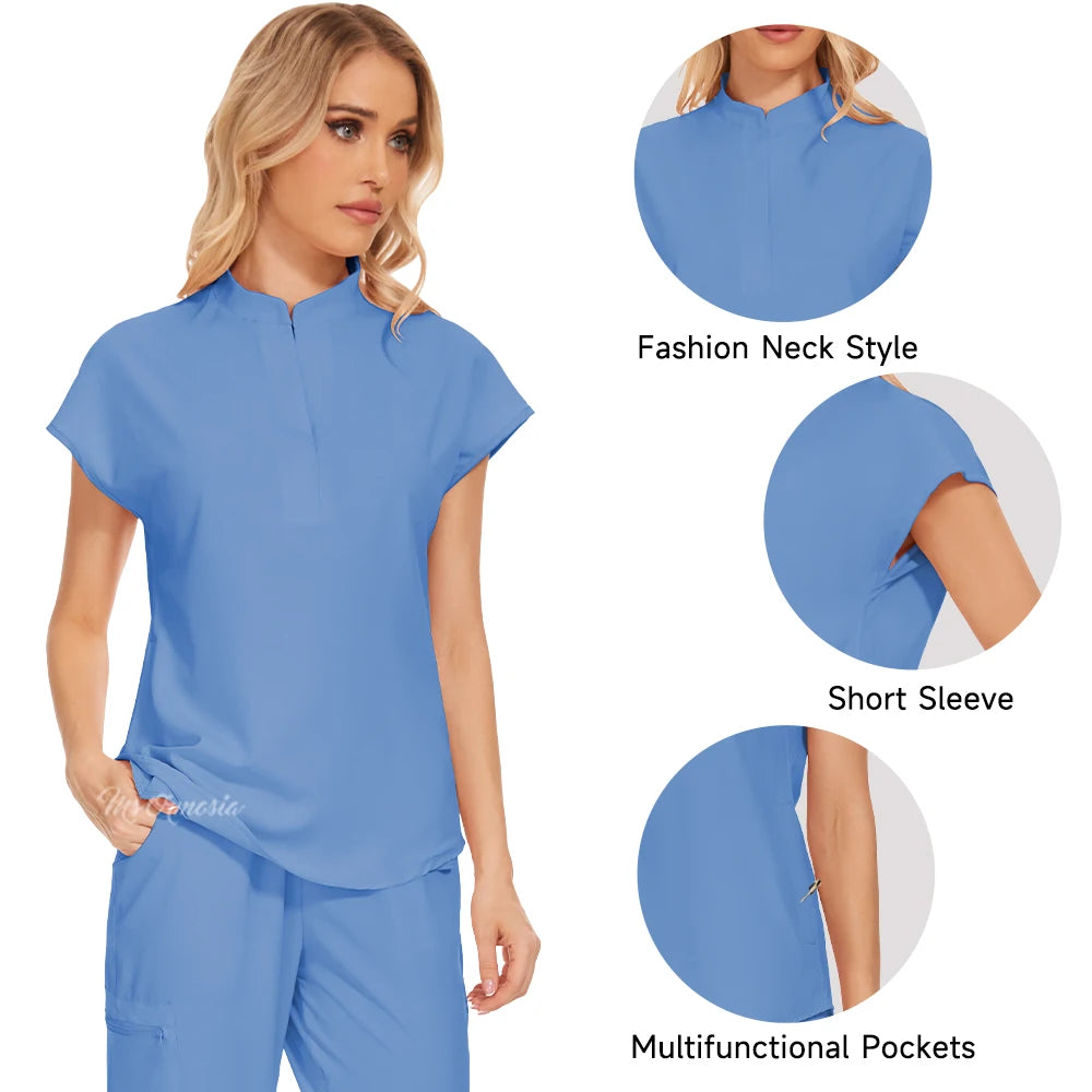 Medical Uniforms Women Scrubs Sets Nurse Nursing Work Clothes Beauty Salon Spa Work Clothes Surgical Suit Lab Hospital Overall - Dhavinci