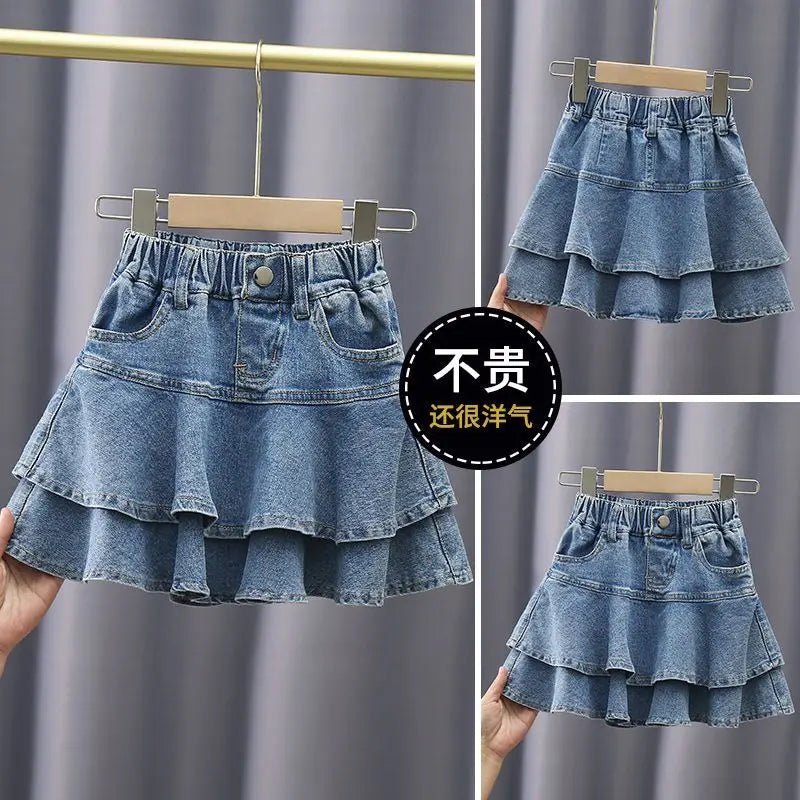 Girls Denim Skirts Vintage Jean Skirt 2024 New Blue Denim Skirts For Teenage Kids Clothing - Dhavinci