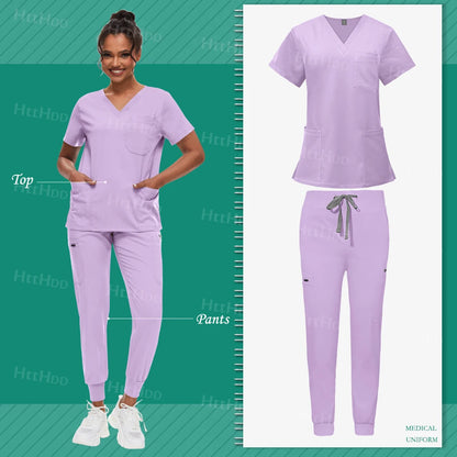 Scrub Sets Uniform Women Joggers Hospital Accessories Medical Surgical Gown Pharmacy Healthcare Work Wear Unisex Mens Scrub Soft - Dhavinci