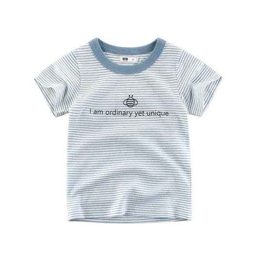 Boys' Casual Pinstripe T-Shirt | Summer Cotton Short Sleeve Tee - Dhavinci