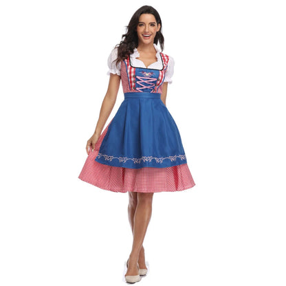 Traditional Bavarian Oktoberfest Costumes Plaid Dirndl Dresses Women Apron Dress German Beer Wench Maid Cosplay Party Dress - Dhavinci