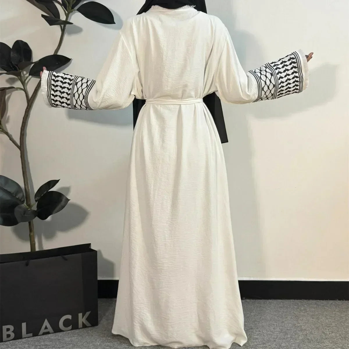 Open Front Abaya Muslim Long Sleeve Cardigan Abayas Maxi Dress Women's Clothing Tassel Embroidery Out Kaftans Women Jilbabs - Dhavinci