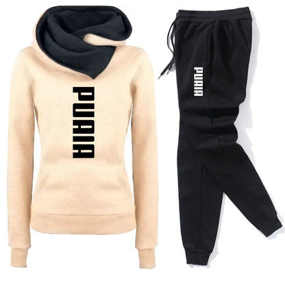 Autumn Winter Women's Tracksuit | Hooded Sweatshirt & Jogger Pants Set - Dhavinci