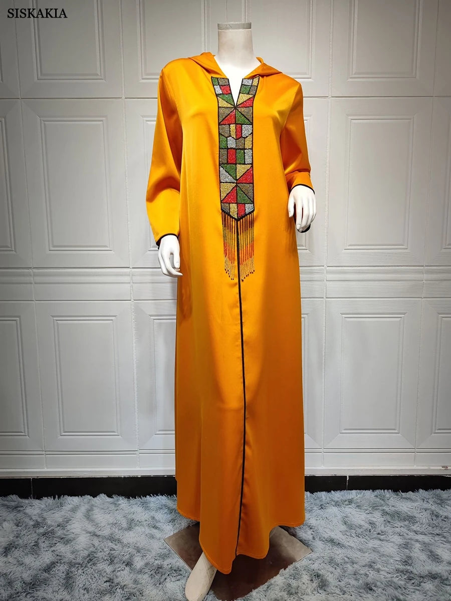 Dubai Abaya 2025 | Hooded Beaded Tassel Kaftan for Women - Dhavinci