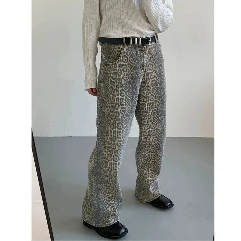 Leopard Print High-Waist Jeans for Women | Y2K Hip Hop Streetwear Pants - Dhavinci