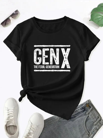 Personalized Generation X T-Shirt | Women's Round Neck Summer Shirt - Dhavinci