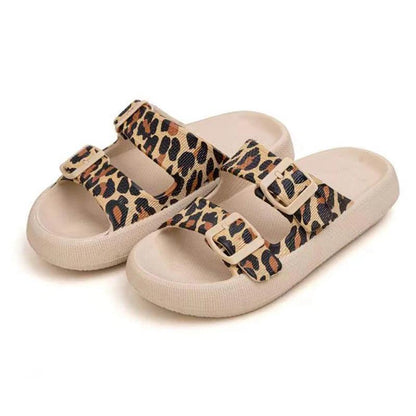 Leopard Print Cloud Slippers for Women - Adjustable & Stylish - Dhavinci