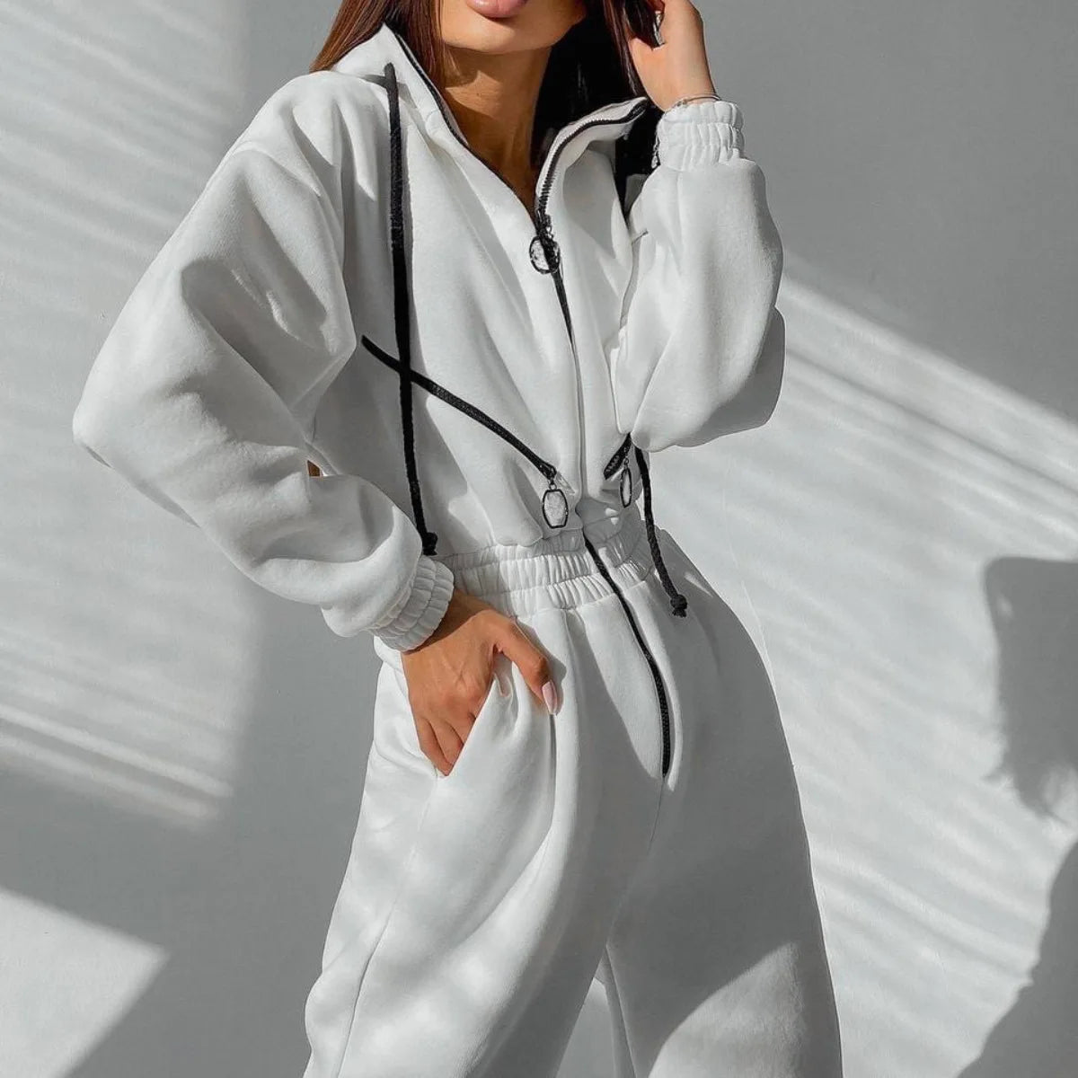 Elegant Hoodies Jumpsuit | Women’s Winter Warm Tracksuit