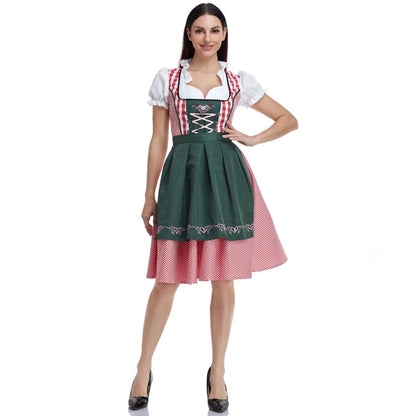 Traditional Bavarian Oktoberfest Costumes Plaid Dirndl Dresses Women Apron Dress German Beer Wench Maid Cosplay Party Dress - Dhavinci