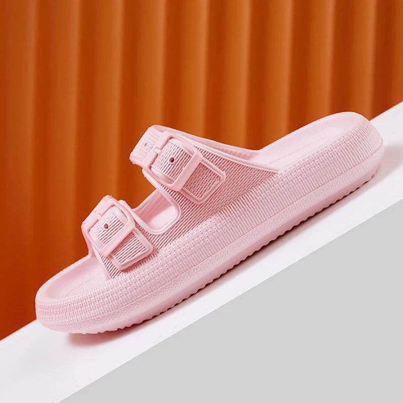 Thick Bottom Cloud Slippers for Women - Fashion Buckle Platform Slides - Dhavinci