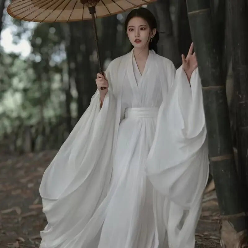 White Hanfu Dress Women Ancient Chinese Hanfu Female Halloween Fairy Cosplay Costume 2023 Summer Dress Hanfu Dress Plus Size - Dhavinci