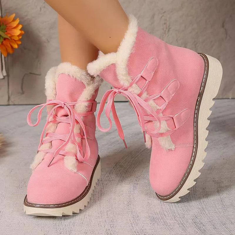 Lace-Up Plush Winter Ankle Boots for Women | Warm Snow Shoes &nbsp; - Dhavinci