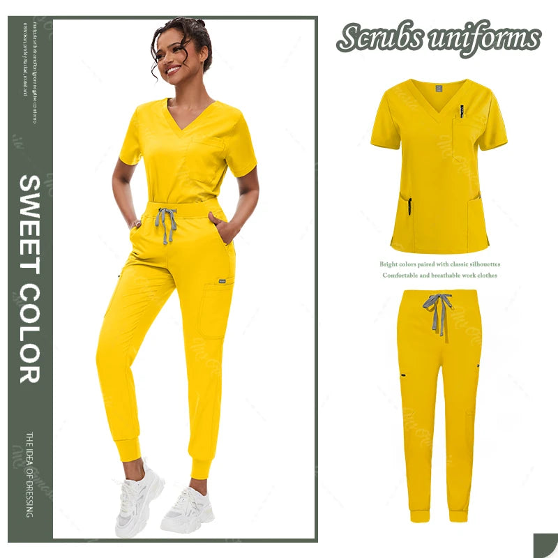 Hot Sale Anti Wrinkle Scrubs Workwear Washable Soft Fabric Nurse Hospital Uniforms Medical Scrubs Top Pants Jogger Scrubs Sets - Dhavinci