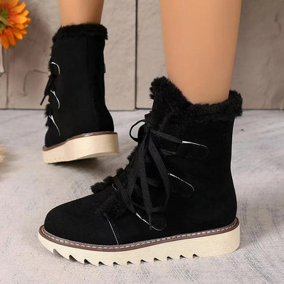 Lace-Up Plush Winter Ankle Boots for Women | Warm Snow Shoes &nbsp; - Dhavinci