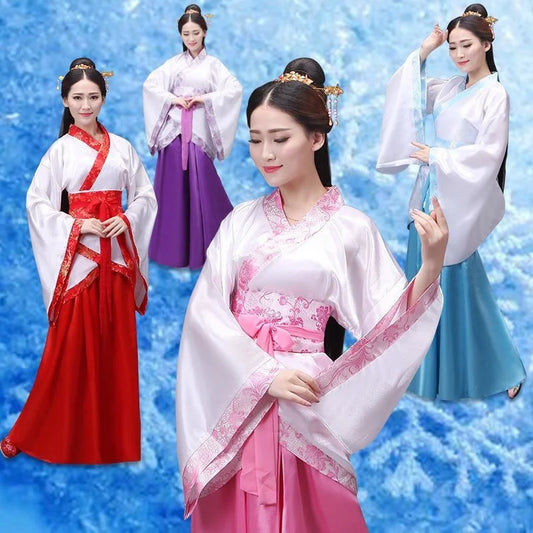 Chinese silk robe Costume Girls Women Kimono China Traditional Vintage Ethnic antique dress Dance Costume cosplay Hanfu set - Dhavinci