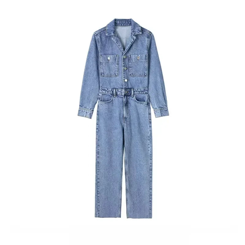 Women's Denim Jumpsuit | Long Sleeve Y2K Overalls for 2025 - Dhavinci