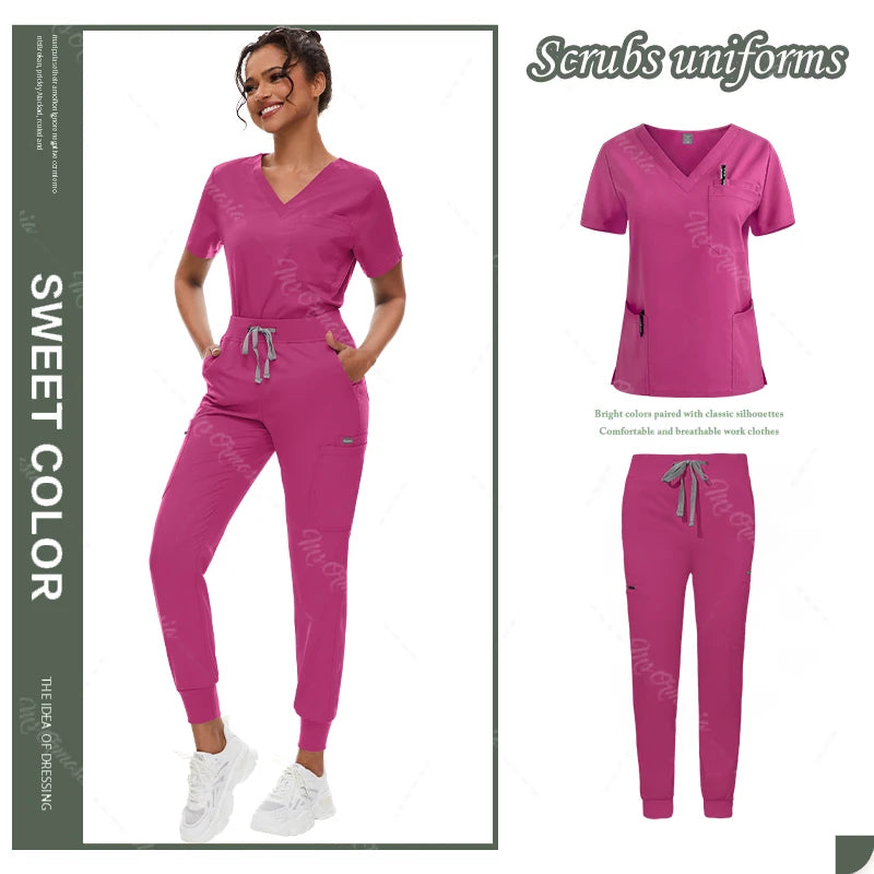 Hot Sale Anti Wrinkle Scrubs Workwear Washable Soft Fabric Nurse Hospital Uniforms Medical Scrubs Top Pants Jogger Scrubs Sets - Dhavinci