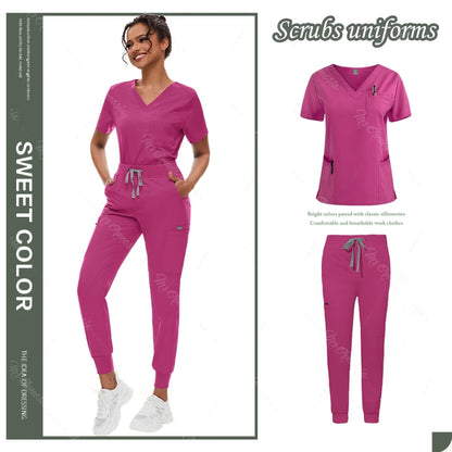 Hot Sale Anti Wrinkle Scrubs Workwear Washable Soft Fabric Nurse Hospital Uniforms Medical Scrubs Top Pants Jogger Scrubs Sets - Dhavinci