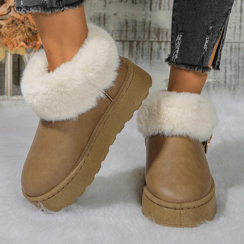 Faux Fur Ankle Boots - Waterproof Snow Boots for Women - Dhavinci