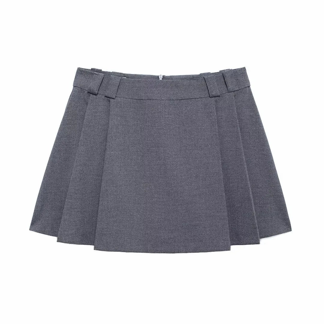 TRAF 2024 New Fashion Wide Pleats Short Skirts For Women Shorts Skirt Woman Mid-Waist Mini Skirts Casual Summer Skort - Dhavinci