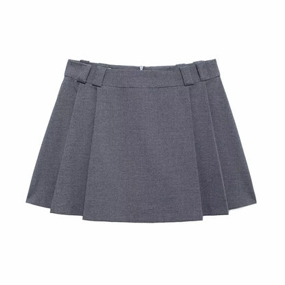 TRAF 2024 New Fashion Wide Pleats Short Skirts For Women Shorts Skirt Woman Mid-Waist Mini Skirts Casual Summer Skort - Dhavinci