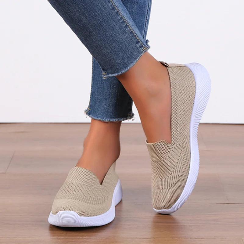 Breathable Knitting Flats for Women - Light Slip-on Casual Sneakers - Dhavinci