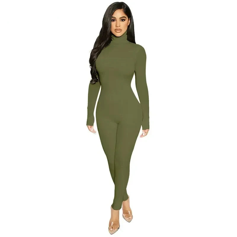 Turtleneck Skinny Jumpsuit | Women’s Stretchy One-Piece Suit