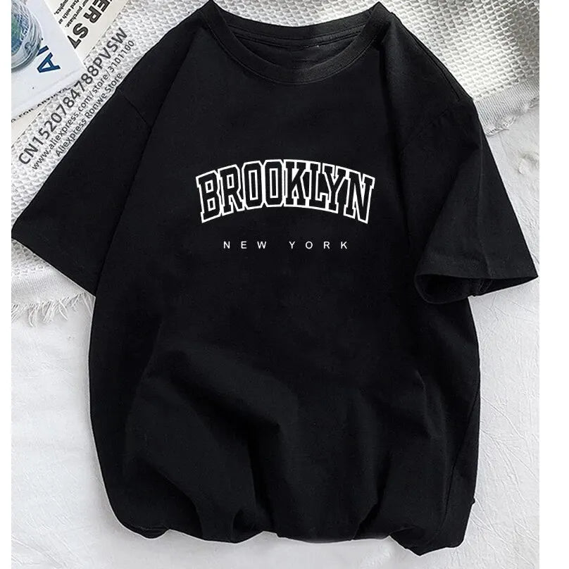 Brooklyn Letter Print T-Shirt for Women | Y2K Harajuku Streetwear Top - Dhavinci